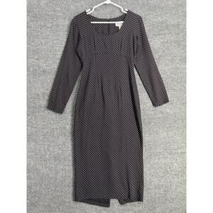 Vintage Decked Out Maxi Sheath Dress Womens Sz 3/4 Black Polka Dot 90s USA Made